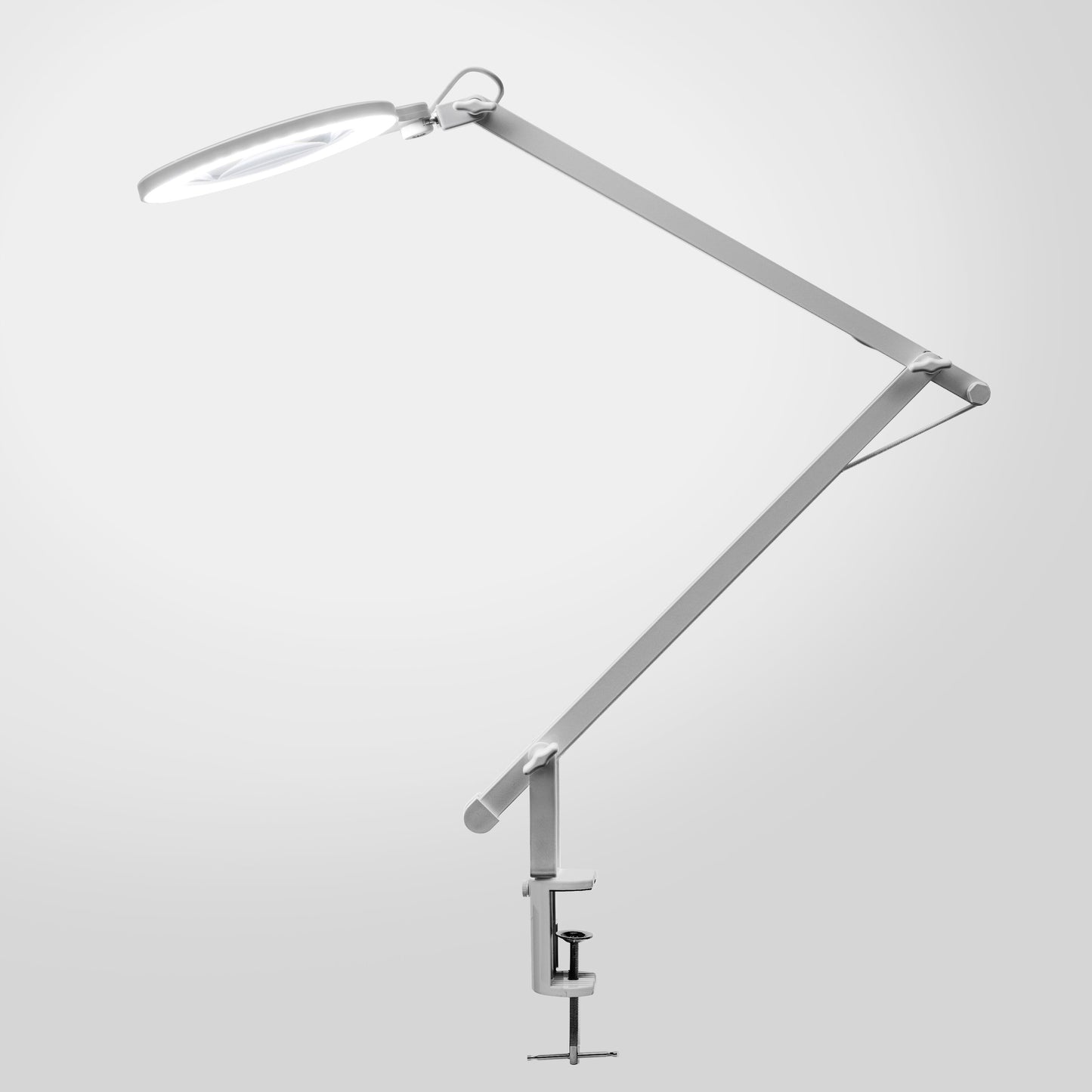 Arbejdsbelysning lup lampe LED 570 lm, cirkulær LED-lys, justerbar metalarm, klemmefod til præcisionsarbejde.