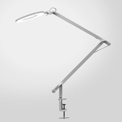 Arbejdsbelysning lup lampe LED 570 lm, cirkulær LED-lys, justerbar metalarm, klemmefod til præcisionsarbejde.