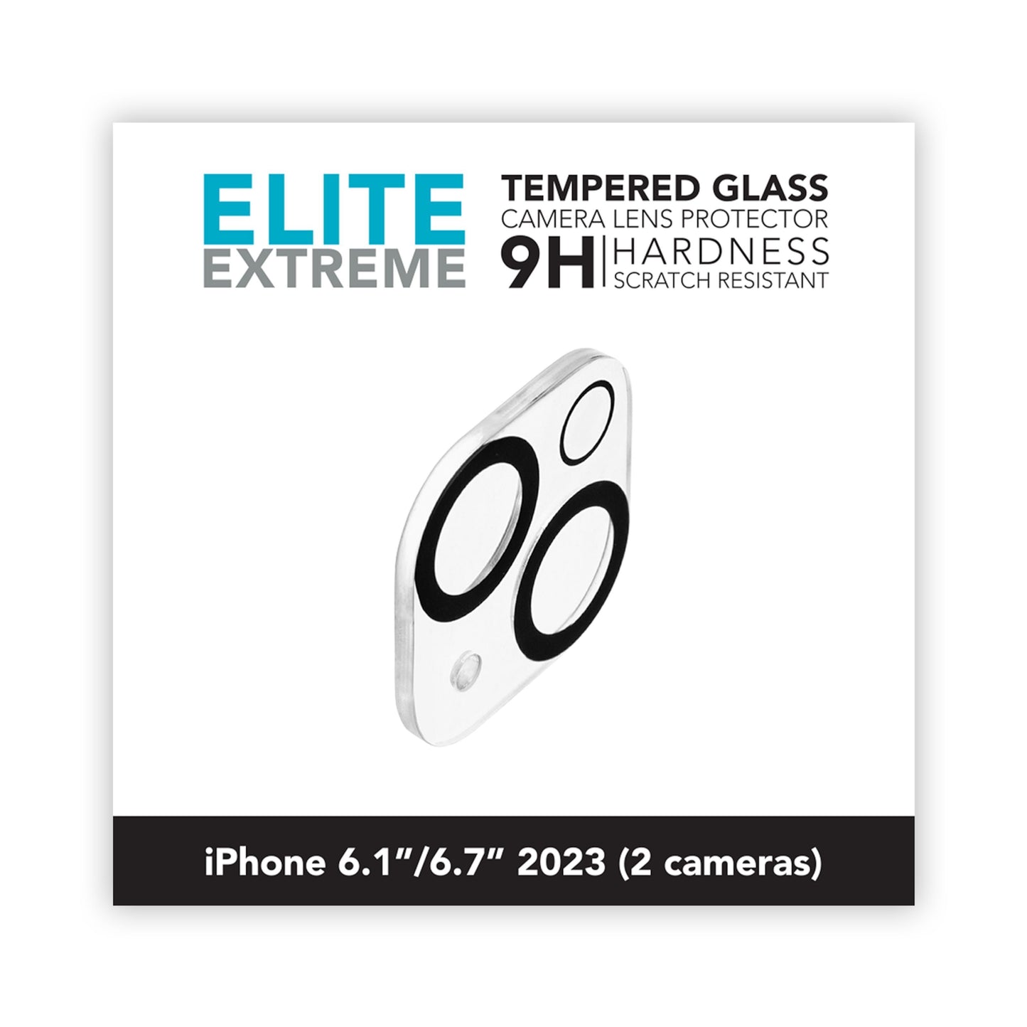 ELITE EXTREME hærdet glas kameralinsebeskyttelse til iPhone 15/15 Plus, til udskæringer, 9H hårdhed, ridsefast.