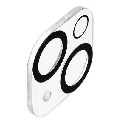 Linocell Elite Extreme kamera beskyttelse i hærdet glas til iPhone 15/15 Plus klar med sorte udskæringer til kamera og flash.