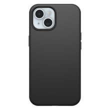 Otterbox Symmetry Magsafe cover til iPhone 13/14/15 sort, udskæring til dobbelt kamera, understøtter trådløs opladning.