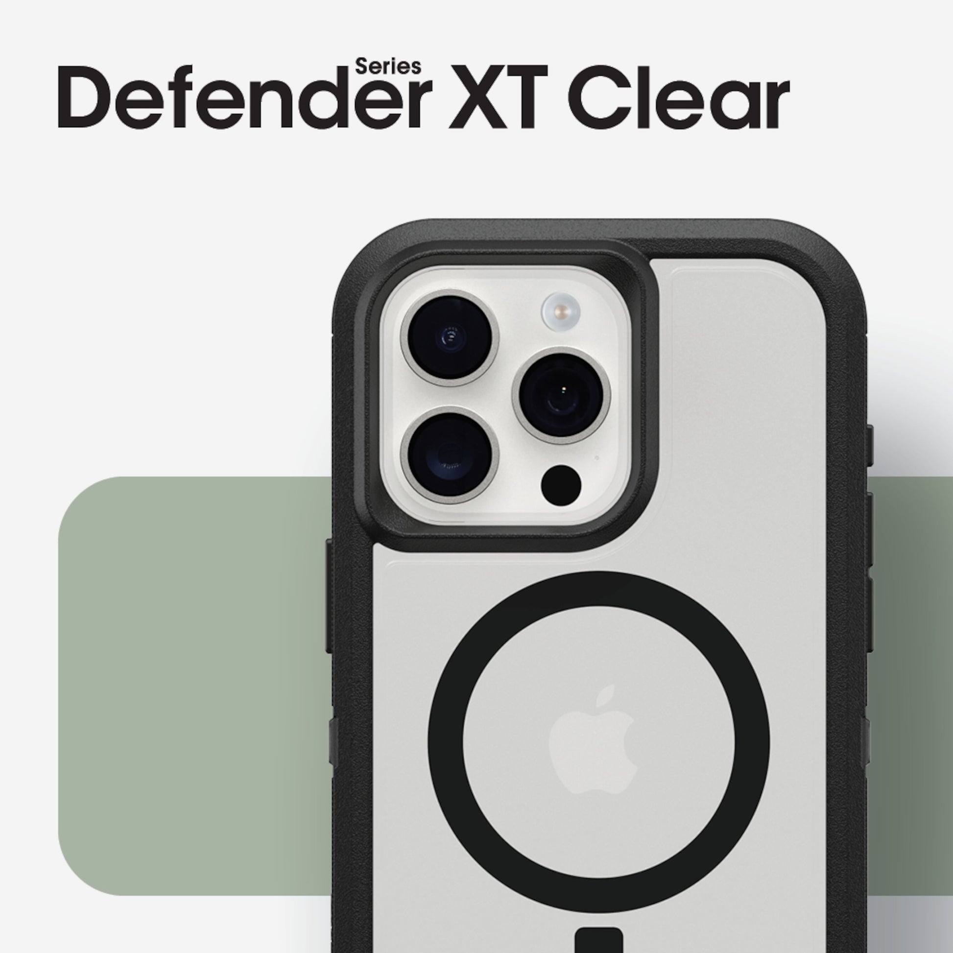 Otterbox Defender XT Dark Side cover til iPhone 15 Pro Max, mørke kanter, præcise udskæringer til kamera og MagSafe.