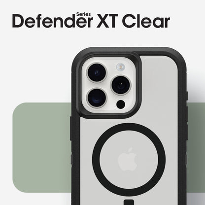 Otterbox Defender XT Dark Side cover til iPhone 15 Pro Max, mørke kanter, præcise udskæringer til kamera og MagSafe.