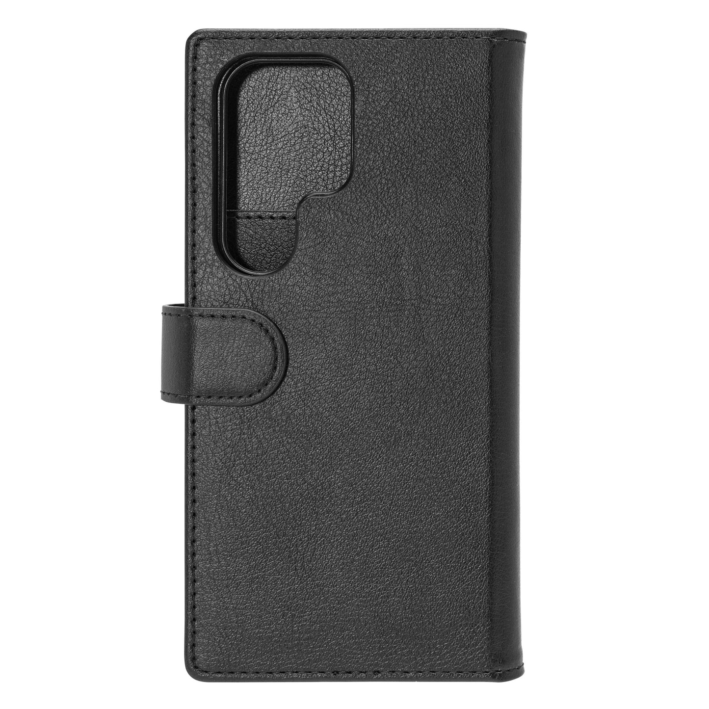 Mobilpung 2-i-1 til Galaxy S24 Ultra sort lædercover med kameralukning og magnetlukning i venstre side.