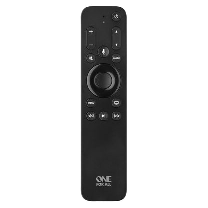 ONE FOR ALL Apple TV-fjernbetjening, sort, universel, knapper til strøm/lydstyrke/menu/navigation/playback.