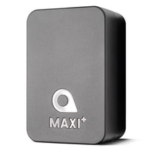 Sort rektangulær Swetrack Maxi+ Tracker med hvidt dråbeformet logo over navnet, vist fra skrå vinkel.