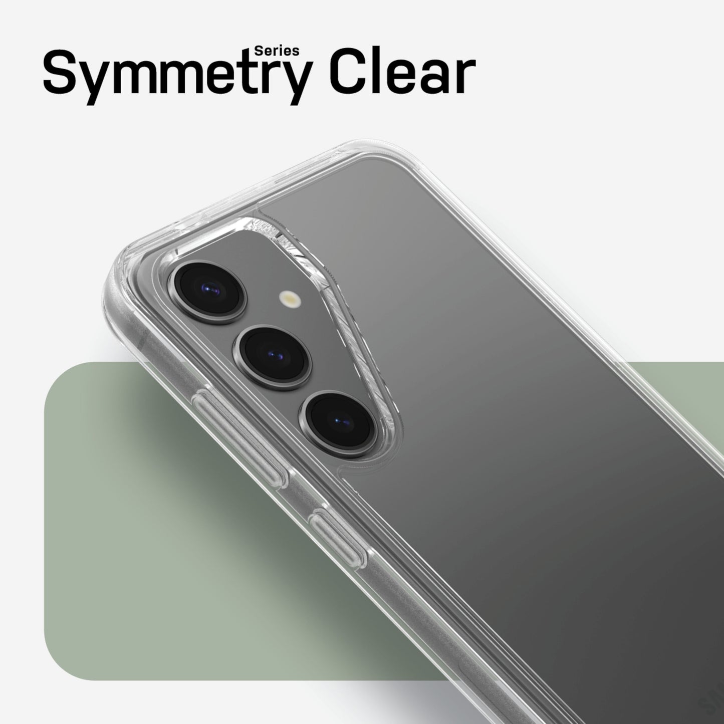 Samsung Galaxy S24 Plus bagfra i gennemsigtig Otterbox Symmetry Series Clear cover, synlige triple kameraer.