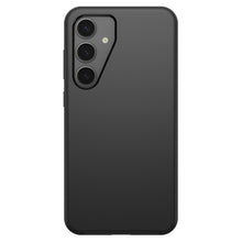 Otterbox Symmetry Robust cover til Galaxy S24 Plus sort, tre vertikale bagkameraer, blitz, mat finish, trådløs opladning.