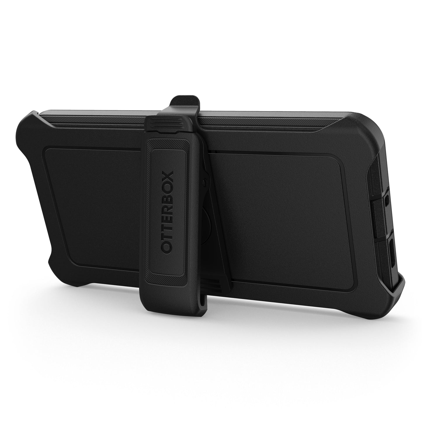 Beskyttende sort etui til Samsung Galaxy S24 Plus med bælteclip og kickstand.