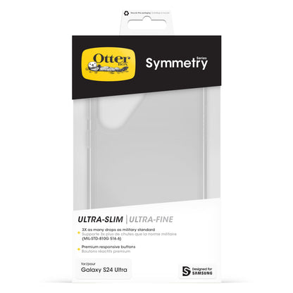 Otterbox Symmetry Robust cover til Galaxy S24 Ultra i transparent emballage med Otterbox-logo og produktdetaljer.