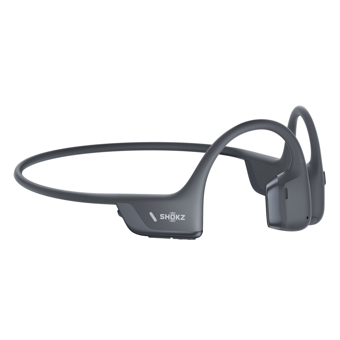 Shokz OpenRun Pro 2 trådløse høretelefoner sort open-ear design fleksibel bøjle Bluetooth 5.3 sidevisning.