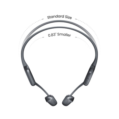 Shokz OpenRun Pro 2 Mini trådløse hovedtelefoner sort med ørepropper og nakkebånd, 0,83 cm kortere end standard.