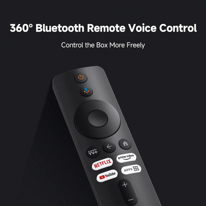 Xiaomi Bluetooth fjernbetjening til TV Box S 3. gen sort med knapper til Netflix, Prime Video, YouTube og Google Assistant.