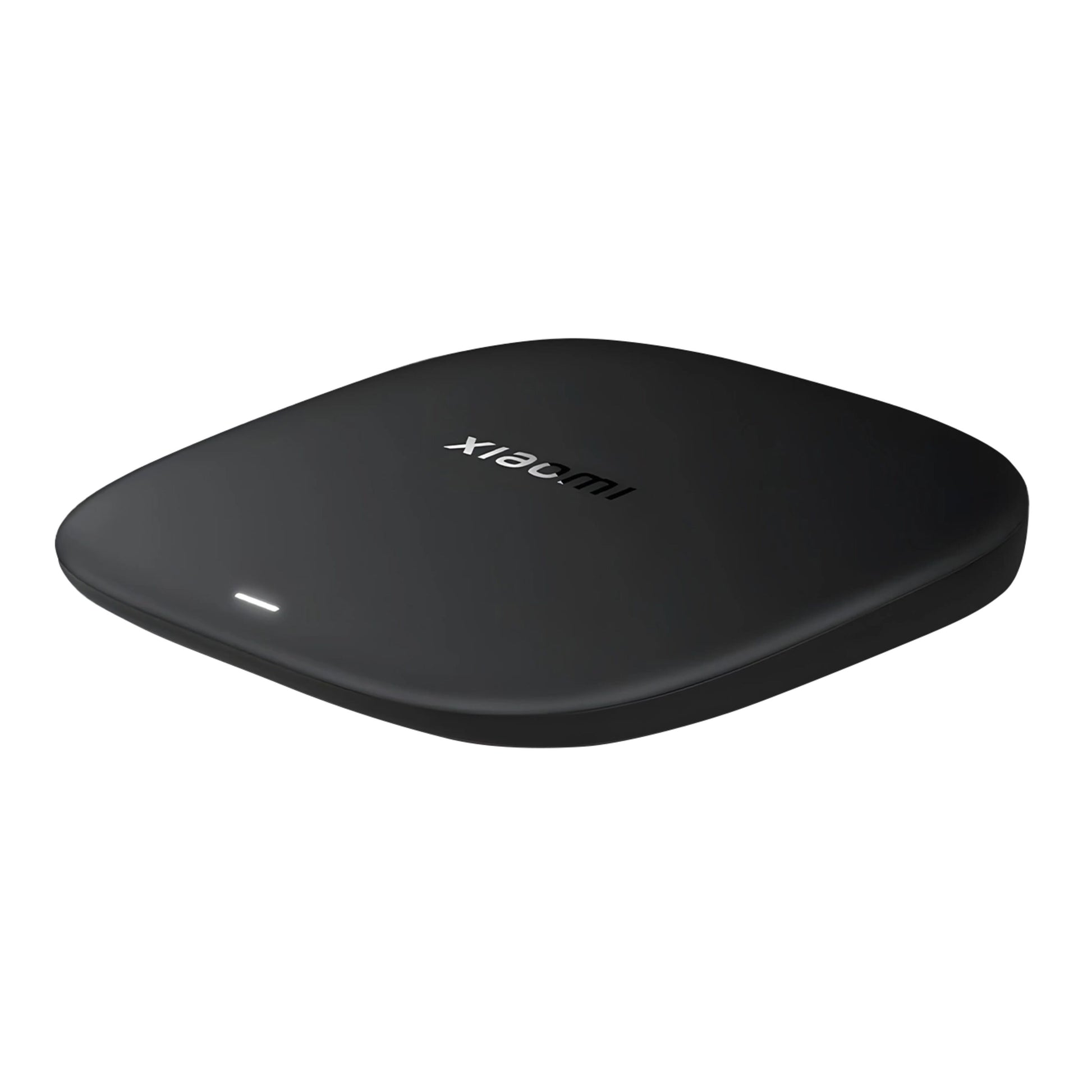 Xiaomi TV Box S 3. generation sorterer streamingboks med afrundede kanter, xiaomi-logo på toppen og understøttelse af 4K.