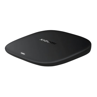 Xiaomi TV Box S 3. generation sorterer streamingboks med afrundede kanter, xiaomi-logo på toppen og understøttelse af 4K.