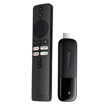 Xiaomi TV Stick 4K 2. gen sort med Google TV, Dolby Vision og sort fjernbetjening med streamingknapper.