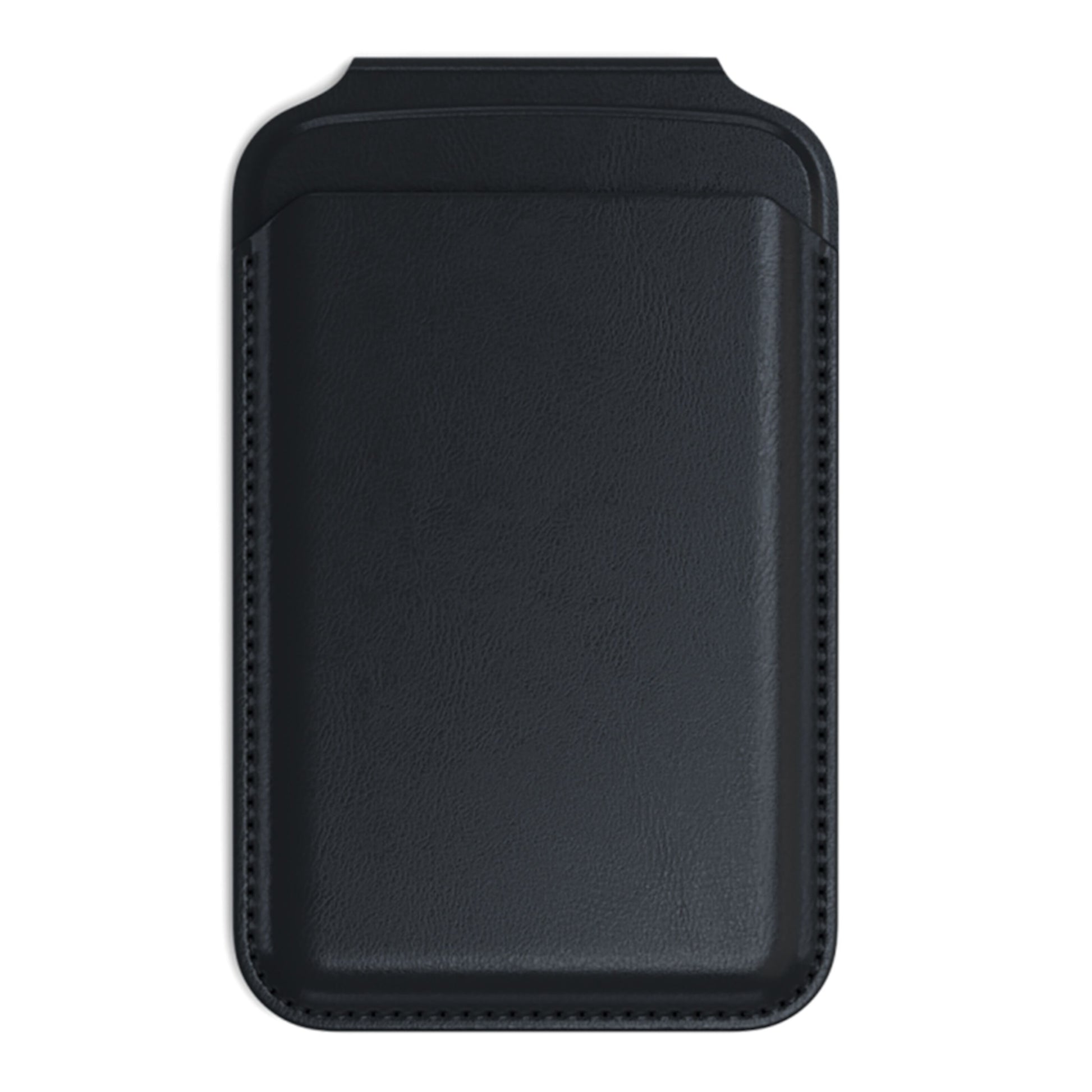 Satechi magnetisk kortholder med støttefunktion, sort vegansk læder, afrundede kanter, synlig syning, til iPhone 12.