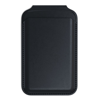 Satechi magnetisk kortholder med støttefunktion, sort vegansk læder, afrundede kanter, synlig syning, til iPhone 12.