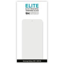 Elite Extreme skærmbeskyttelse til Samsung A35/A55 9H hærdet glas ridsemodstand silhuet af telefonskærm.