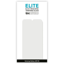 Elite Extreme skærmbeskyttelse til Samsung A25 med 9H hærdet glas, emballage viser outline af beskyttelsen.