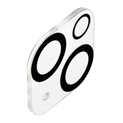 Hærdet glas kamerabeskyttelse til iPhone 13/13 Mini, transparent, 3 sorte kantede udskæringer, afrundede hjørner.