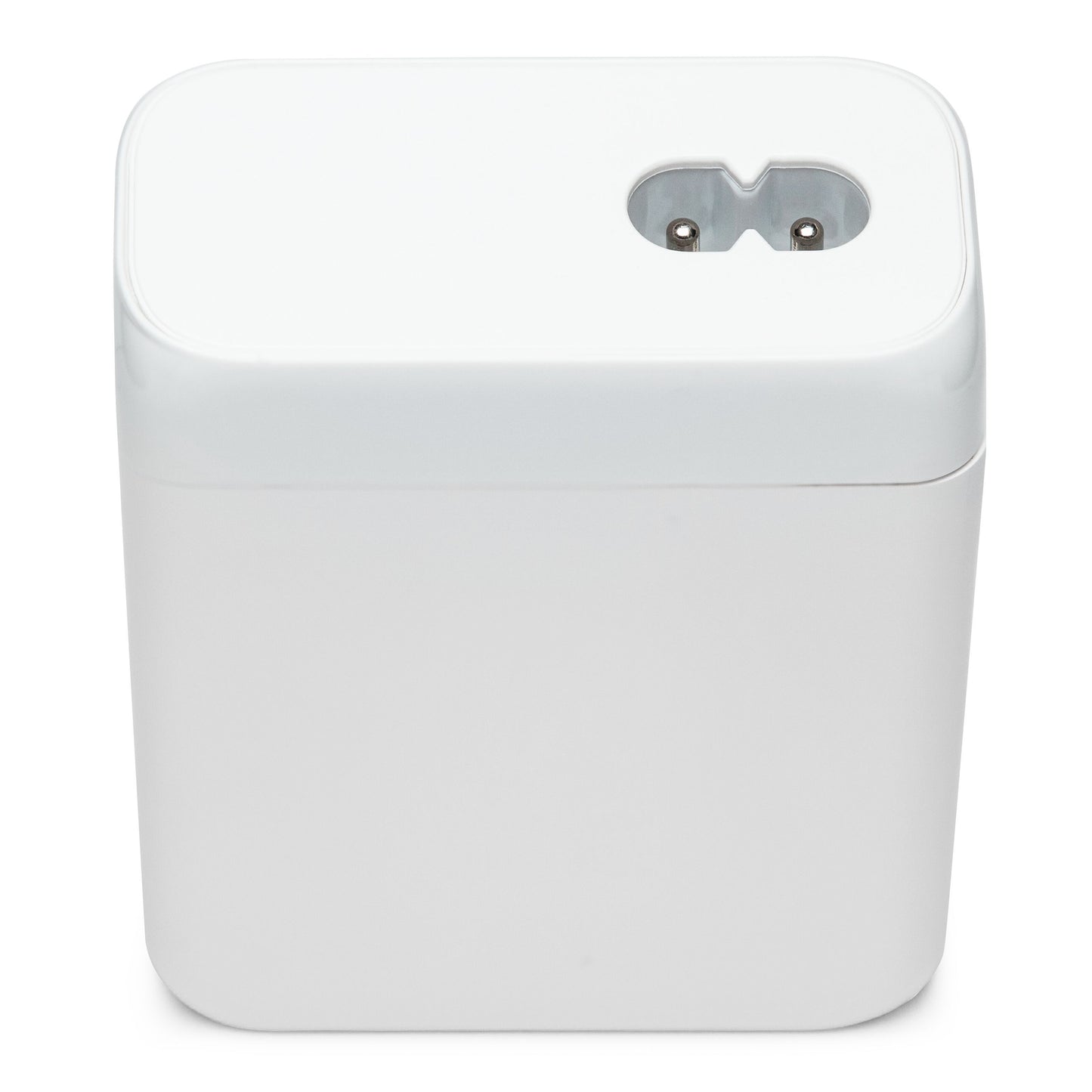 Linocell GaN Multilader PD 3.0 100W hvid, rektangulær med afrundede kanter og forsænket tobenet stik på toppen.