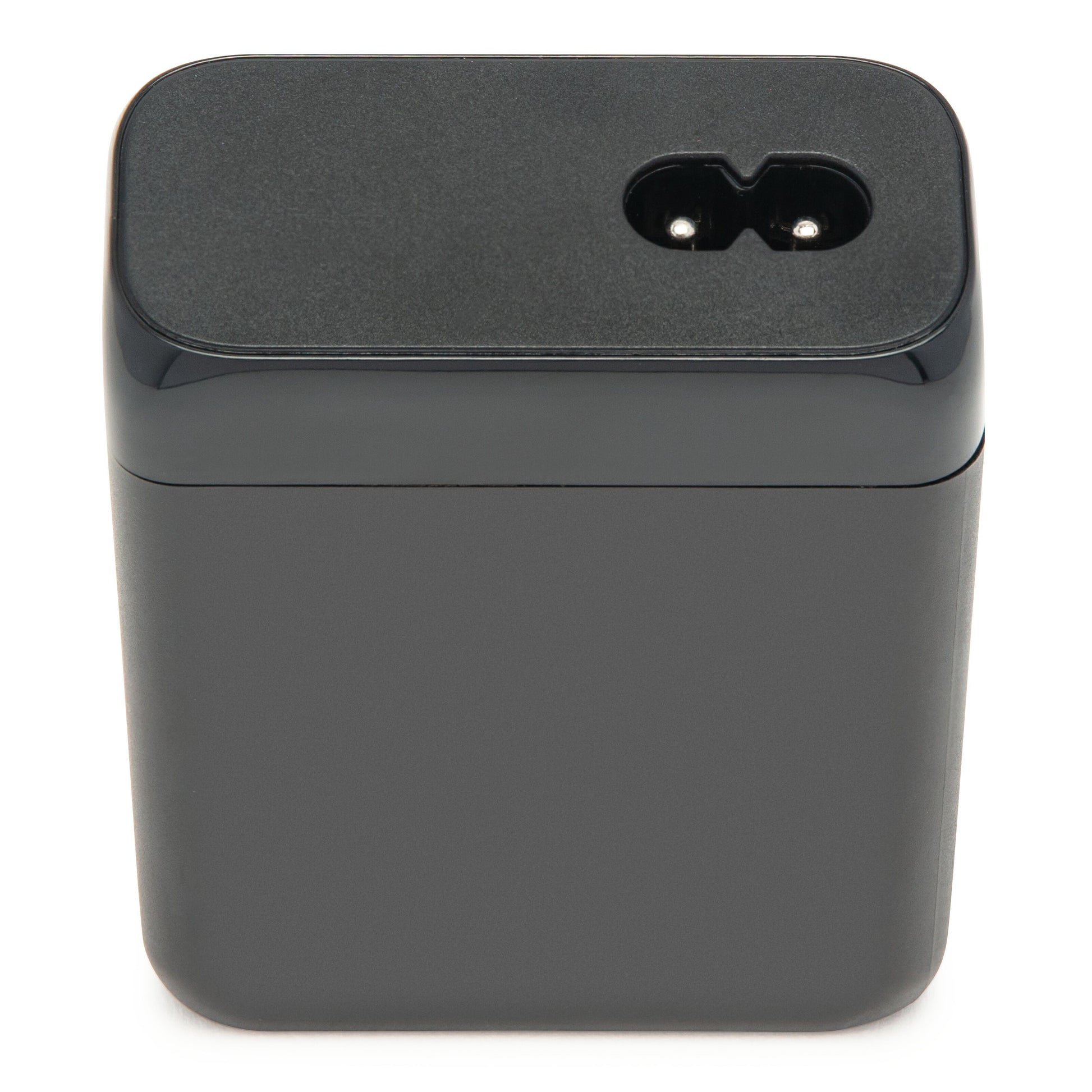 Linocell Premium GaN Multioplader PD 3.0 100 W, sort, rektangulær oplader med glat finish, stikindgang på toppen.