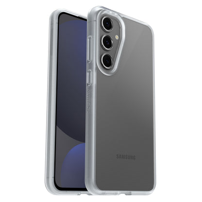 Otterbox Reager cover til Samsung Galaxy S23 FE, gennemsigtig med let teksturerede sider og tre synlige bagkameraer.