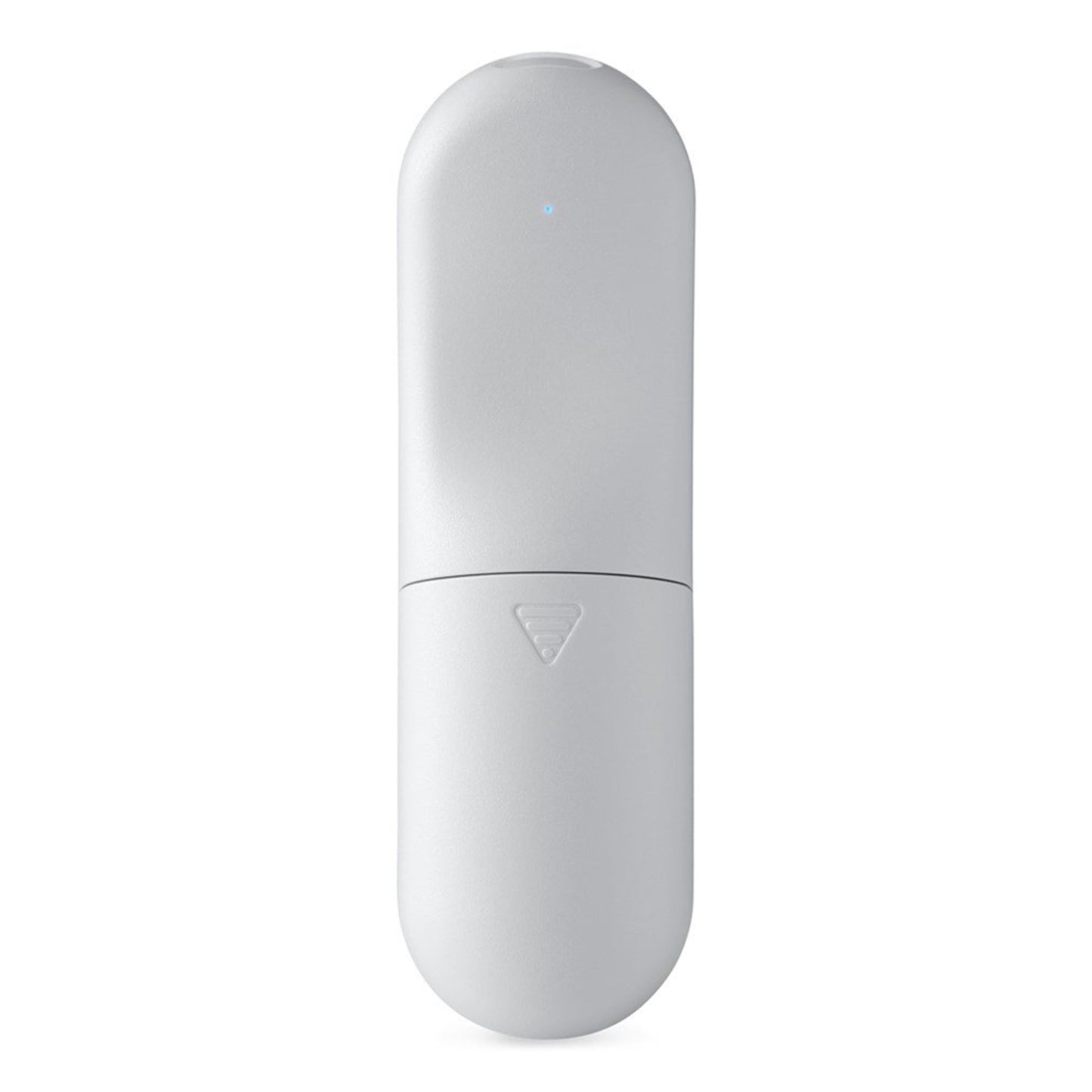 Kobo Trådløs sideomskifter, hvid cylinder med afrundet top, lille LED-indikator og diskret pilesymbol på nedre halvdel.