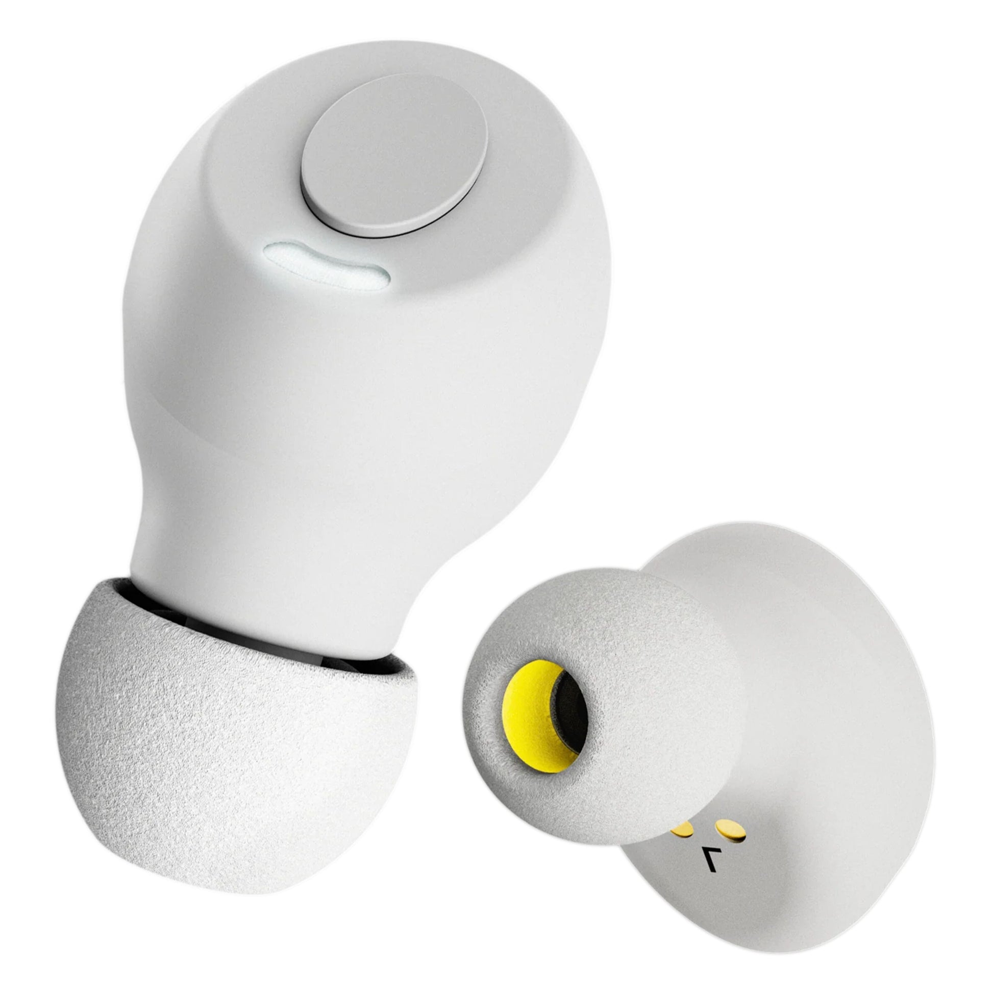 Supra Nero-TX Pro ANC 2. generation true wireless in-ear høretelefoner hvid med silikonepropper og cirkulær touch-kontrol.