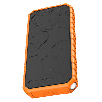 Xtorm Robust XR202 Xtreme Powerbank 20000 mAh, sort/orange, IP65, tekstureret overflade, USB-port, indbygget lygte.