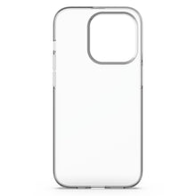 Second Skin cover til iPhone 14 Pro klar med stor kameraudskæring og afrundede kanter, gennemsigtig og ultratynd.