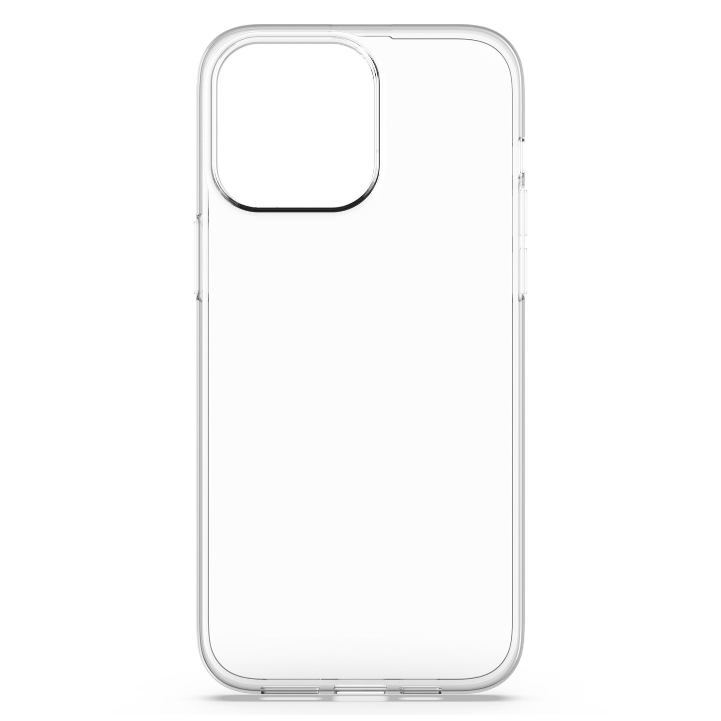 Linocell Second Skin cover til iPhone 14 Pro Max transparent med runde kanter og præcise udskæringer til kamera og knapper.