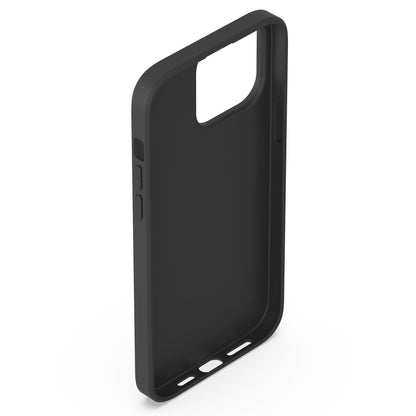 Second Skin cover til iPhone 14 Pro Max sort med sideknapper, store åbninger til porte og kamera bagpå.