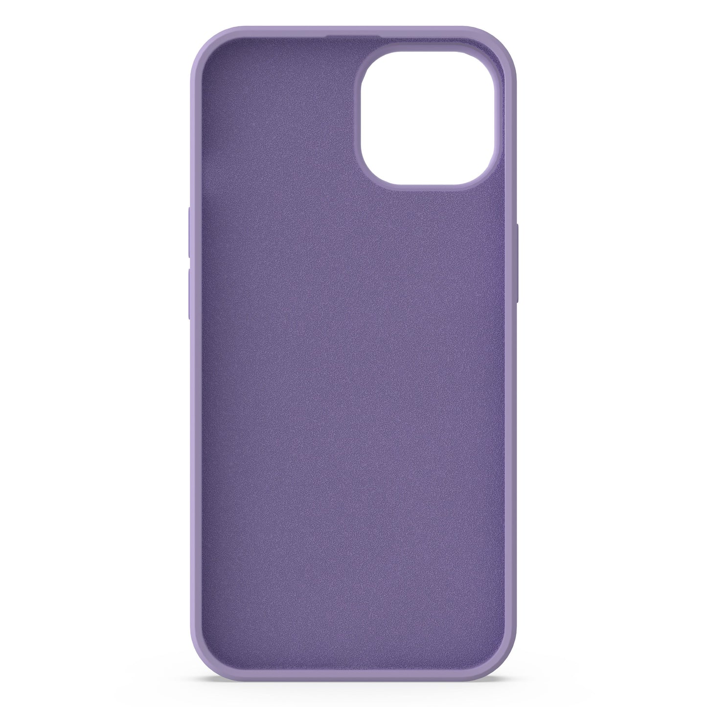 Silikone cover til iPhone 13/14/16e, lavendel, mat finish, stor kameraklip øverst til venstre, antibakteriel overflade.