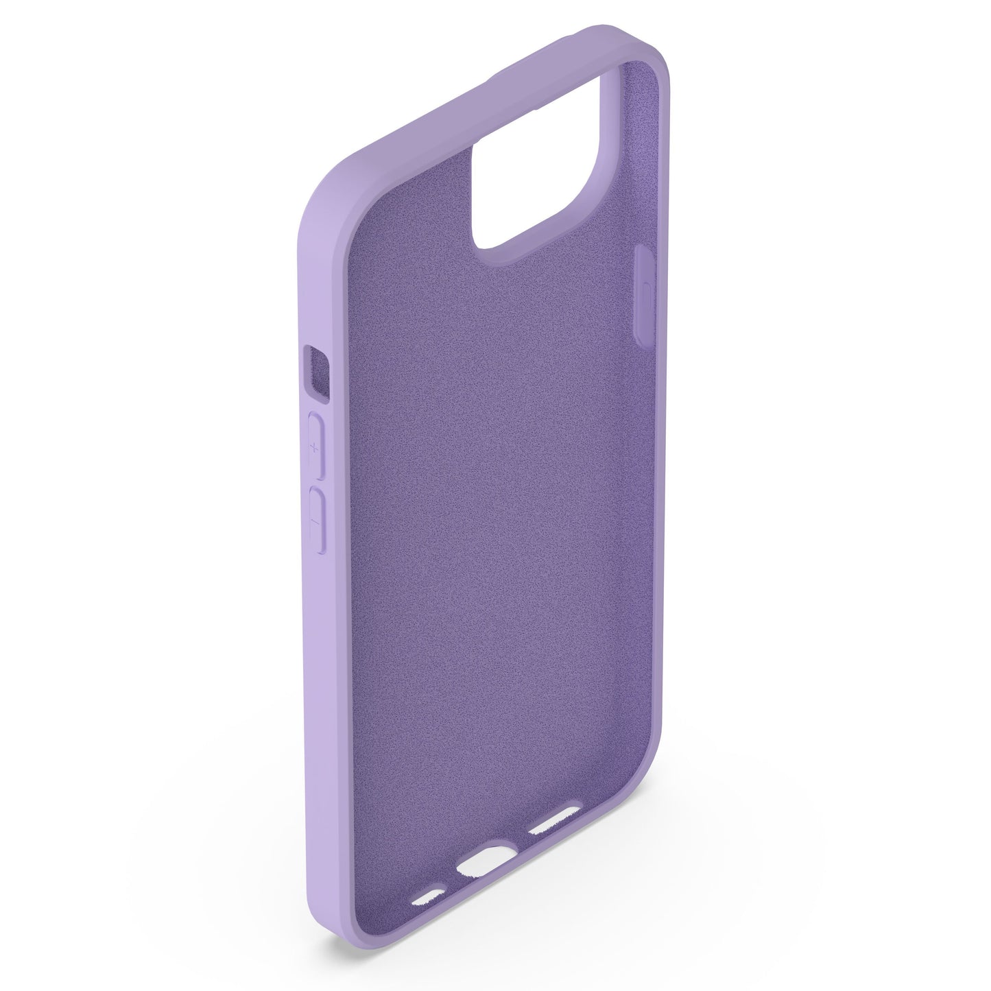 Silikone cover til iPhone 13/14/16e, lavendelfarve, antibakteriel overflade, tekstureret inderside.