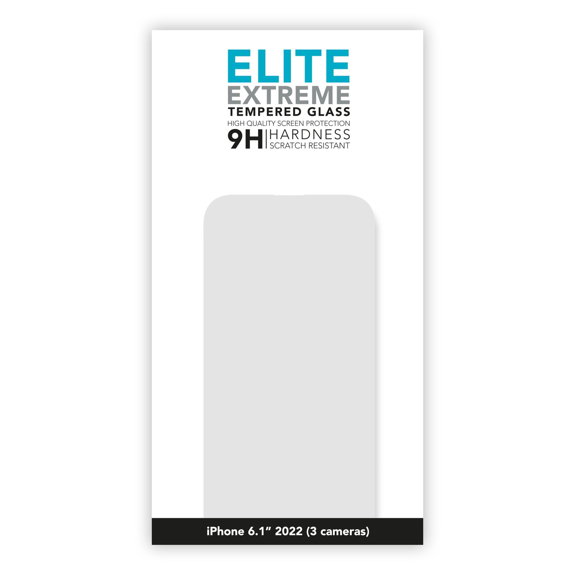 Elite Extreme skærmbeskyttelse til iPhone 14 Pro 6.1" (2022), hærdet glas, 9H ridsebestandig, til tre kameraer.