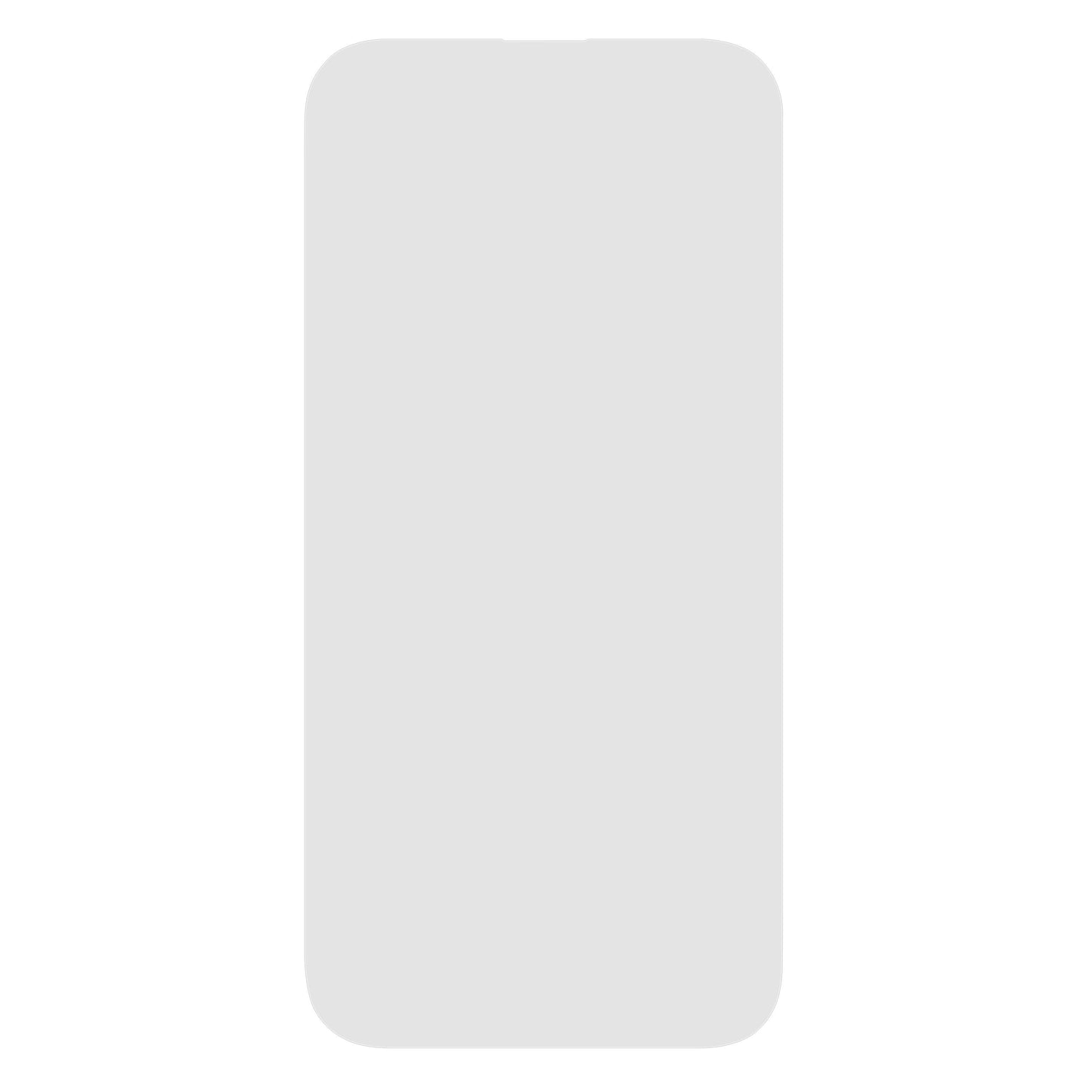 Skærmbeskyttelse til iPhone 14 Pro, hærdet glas, ridsebeskyttelse, lysegrå ramme, afrundede kanter.