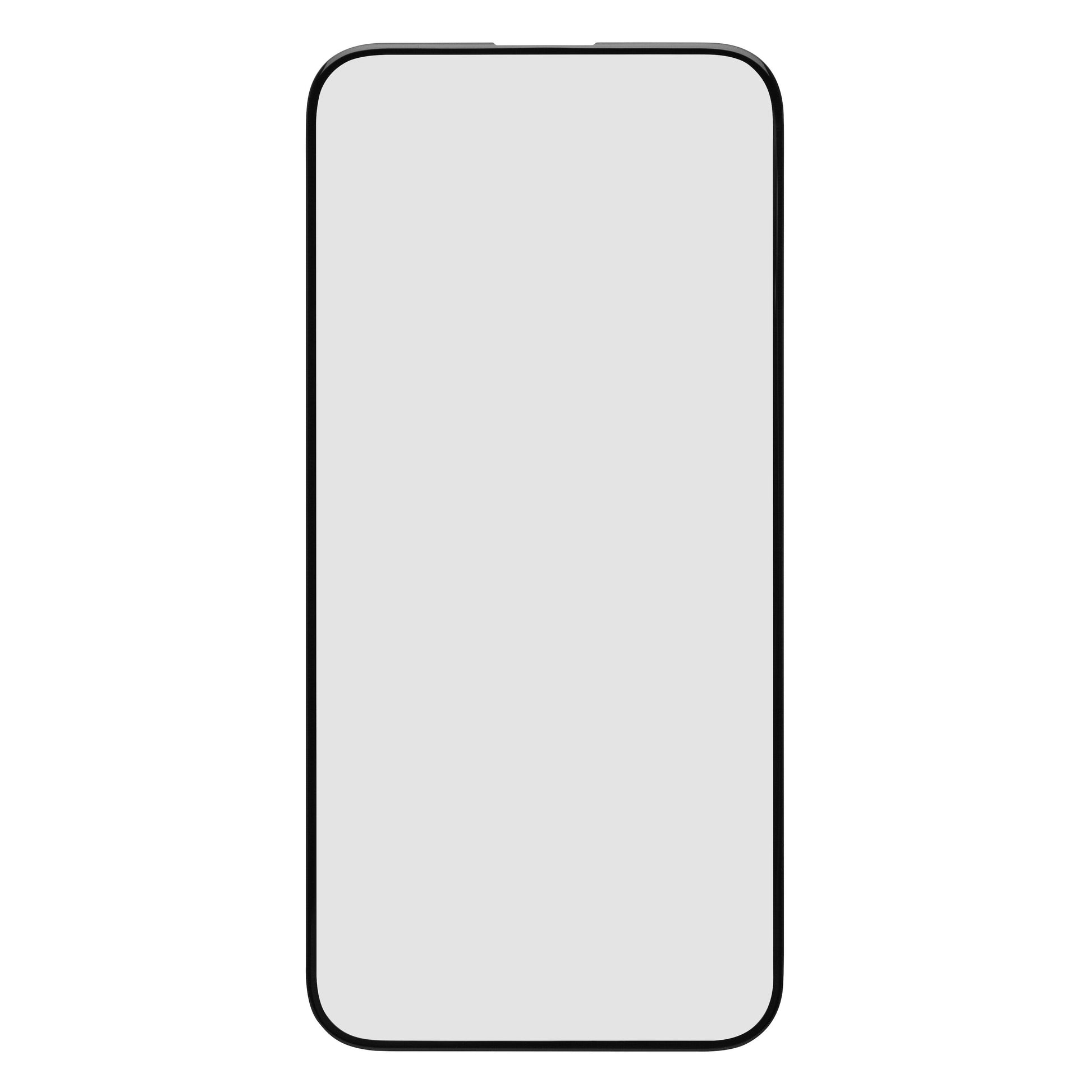 Linocell Elite Extreme Curved skærmbeskyttelse til iPhone 14 Pro Max vist på tegnet mobil med grå skærm og afrundede kanter.