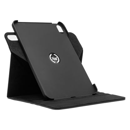 Sort slankt cover til iPad 10,9" (10. gen) med foldbar støtte, cirkulært logo-udskæring og blød inderside.