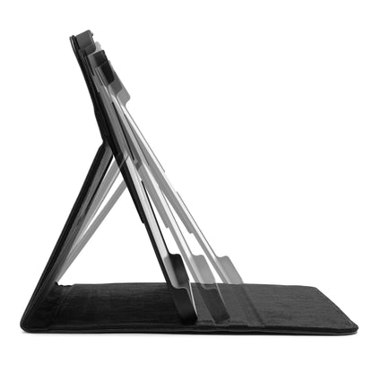 Sort Linocell Slank Swivel cover til iPad 10,9" (10. generation), tre justerbare vinkler med synlige holder-slots.