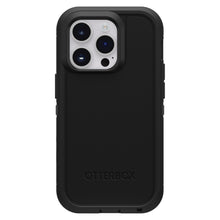 Otterbox Defender XT cover til iPhone 14 Pro sort, dækker taske/sider, præcis kameraudskæring, MagSafe, logo nederst.