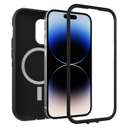 Otterbox Defender XT cover til iPhone 14 Pro med adskilt etui og frontcover, vises med MagSafe-understøttelse.