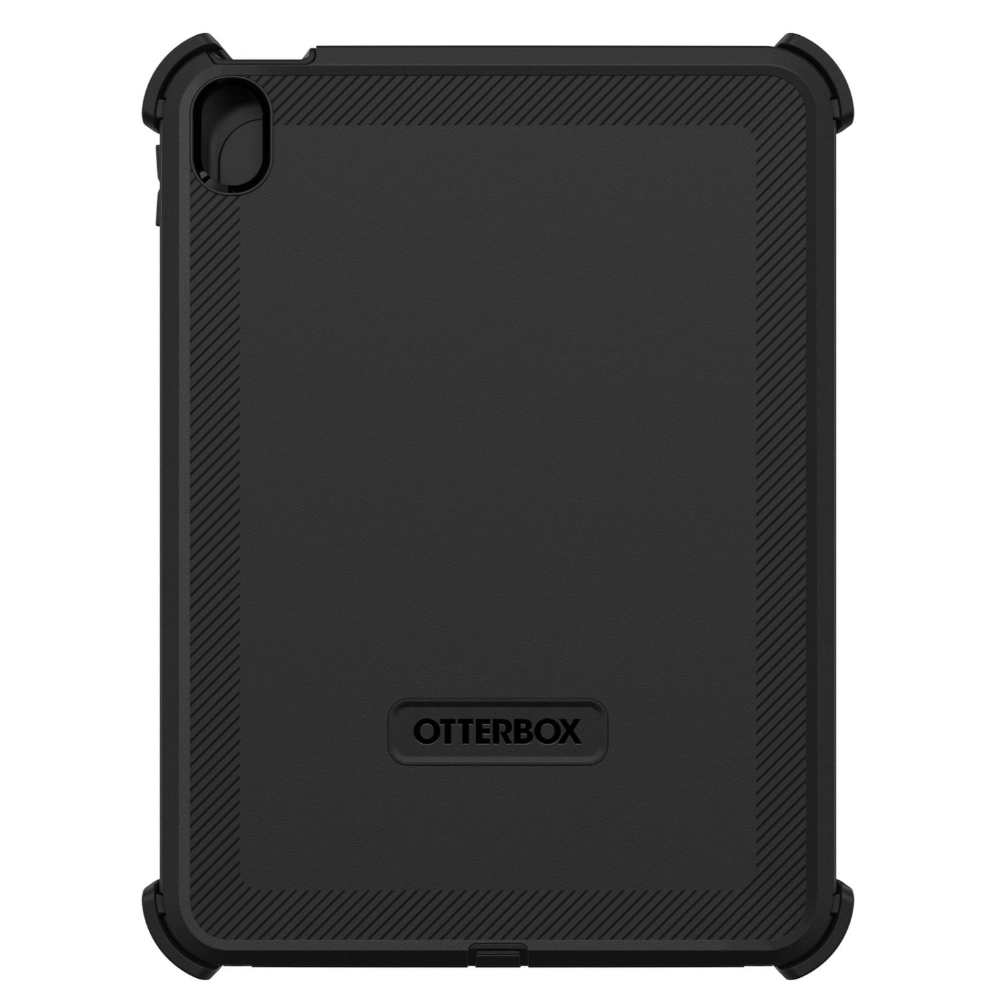 Otterbox Defender etui til iPad 10,9" (10. gen), sort med forstærkede hjørner, tekstureret kant og logo bagpå.