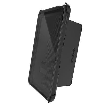 Sort Otterbox Defender etui til iPad 10,9" (10. generation) med åbent cover, robuste kanter og tekstureret bagside.