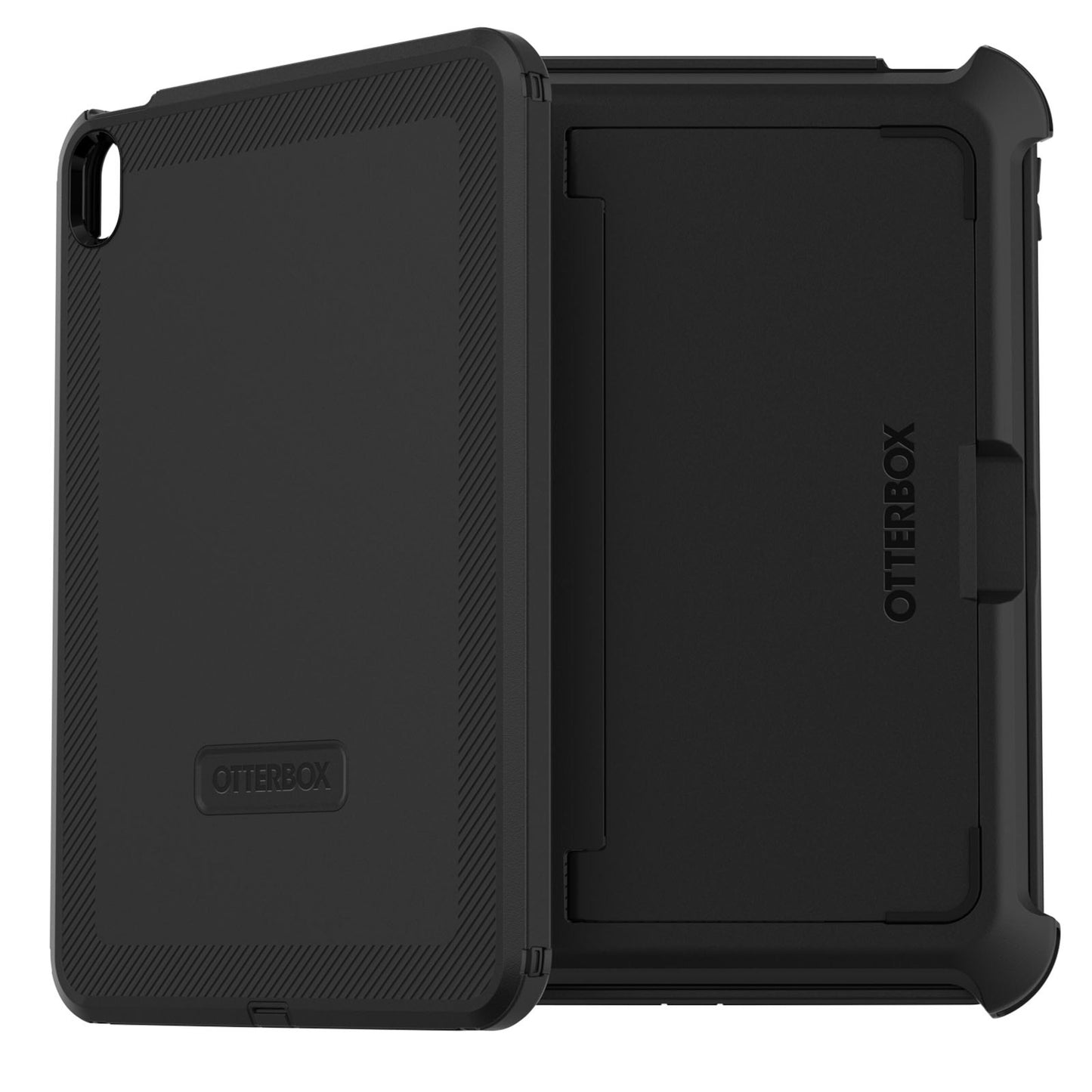 Otterbox Defender etui til iPad 10,9" (10. gen), stødsikkert cover, teksturerede kanter, Otterbox-logo, integreret stander.
