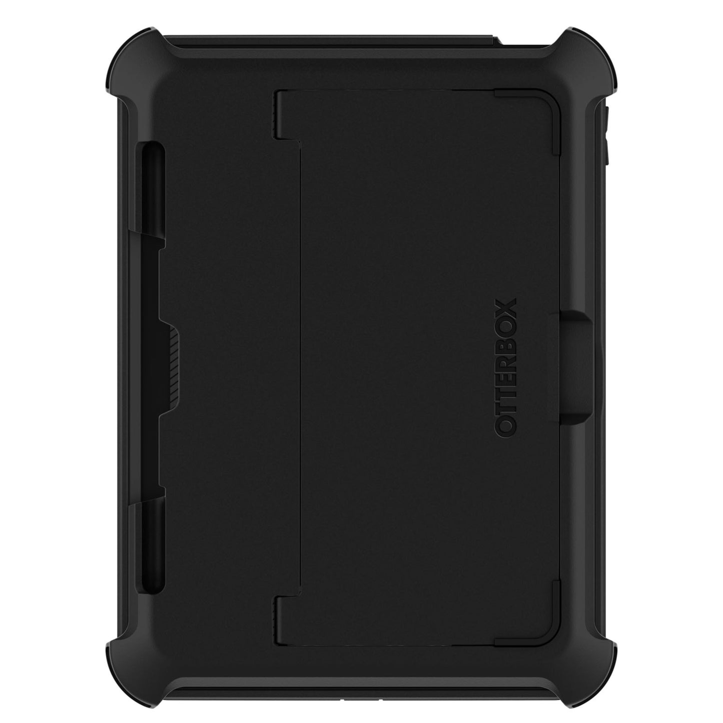 Otterbox Defender etui til iPad 10,9" (10. gen) sort med forstærkede hjørner, integrerede standere og præget logo.