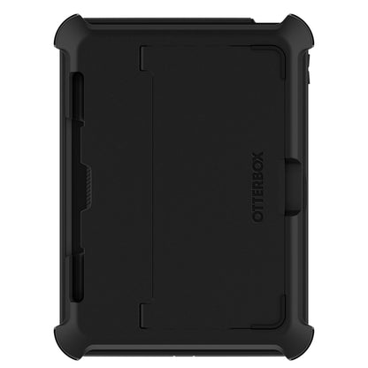 Otterbox Defender etui til iPad 10,9" (10. gen) sort med forstærkede hjørner, integrerede standere og præget logo.
