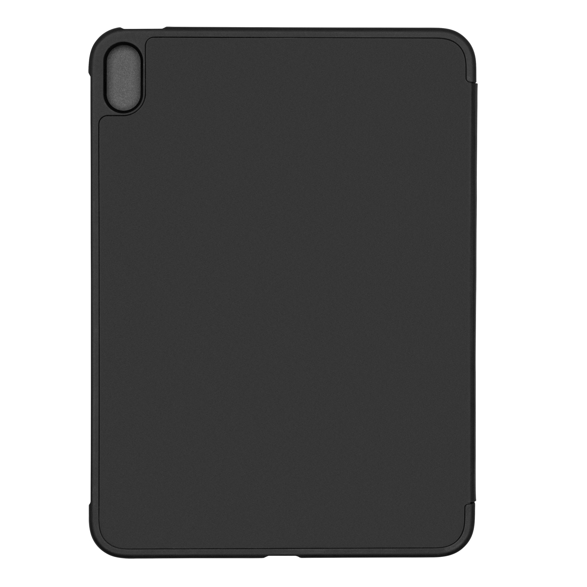 Sort 3-lags etui til iPad 10,9" (10. gen) med afrundede hjørner og udskæring til kamera øverst til venstre.