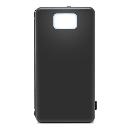 Powerbank 30W sort, 16000 mAh, solcelleopladning, hvidt display øverst centralt.